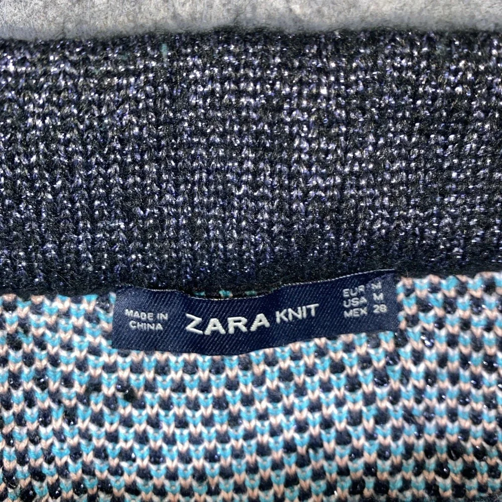 Zara Knit Floral Skirt Women's Medium‎ Shimmery Jacquard Pull-On Mini